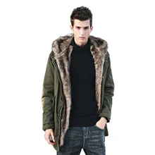 Роскошная мужская хлопковая куртка, Мужское пальто, куртки, высокое качество, ветрозащитная, теплая, с лисьим мехом, зима