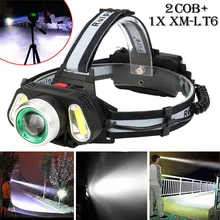 15000LM 1x XM-L T6 светодиодный+ 2xcob Перезаряжаемые 18650 налобный фонарь безопасности и выживания Z0105