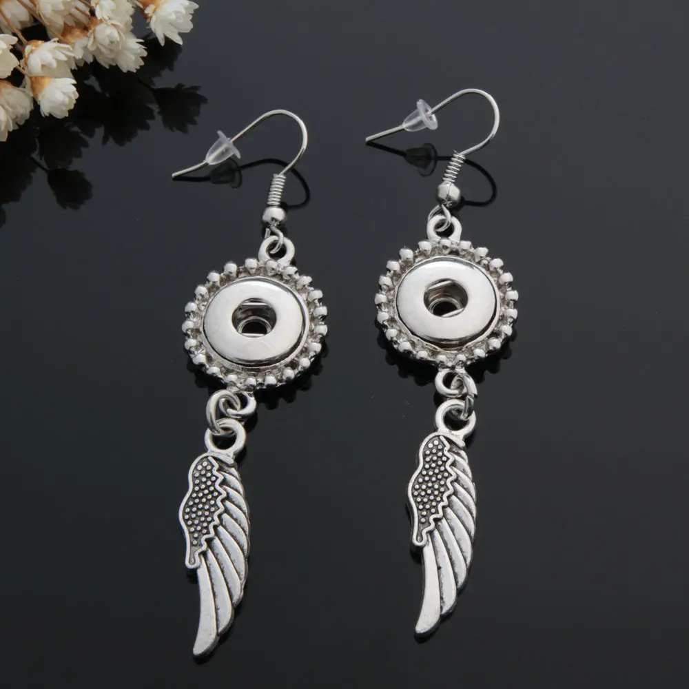 Buy Vintage Snap Button Earrings 4 Styles Metal Angel Wings Drop Earrings Fit