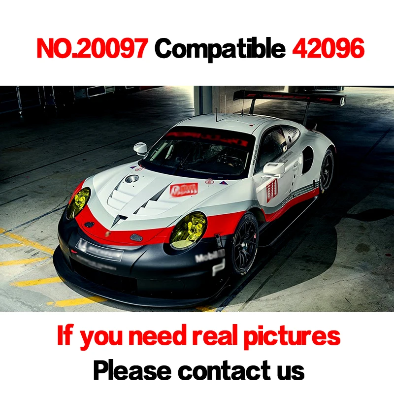 

LP 20097 DHL 1508 Pcs Technic kits White Super Racing Car Model Building Blocks Kompatibel Legoingiys 42096 Toys for gift
