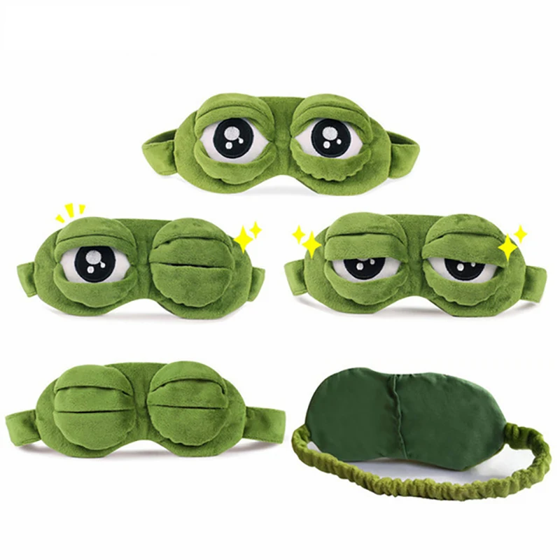 

Funny Creative Pepe the Frog Sad Frog 3D Eye Cover Cartoon Plush Sleeping Cute Anime baby playing Gift for baby Children