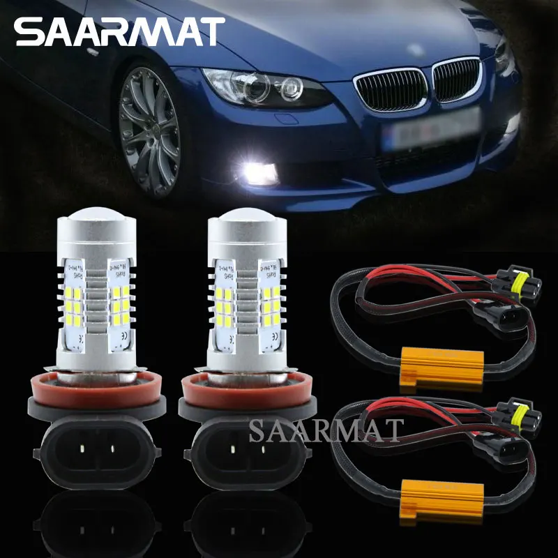 Pair 21 SMD LED Bulbs H8 H9 H11 H16 JP Fog Light DRL Daytime Running Lamp