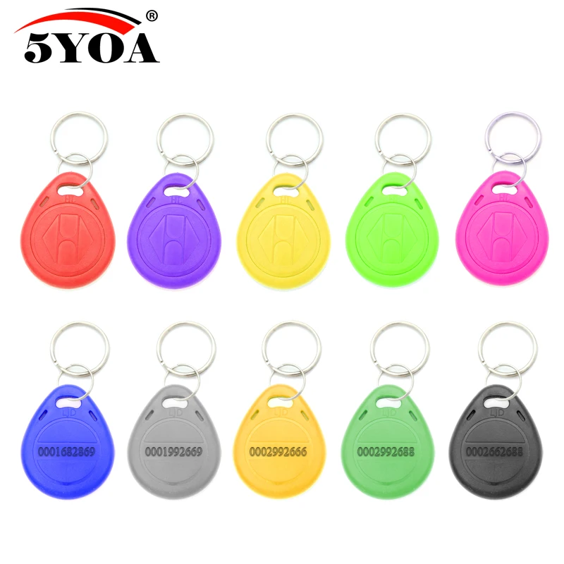 

100pcs 5YOA 125khz ID Keyfob RFID Tag TK4100 EM4100 Access Control Time Attendance Card Sticker Key Fob Token Ring Proximity