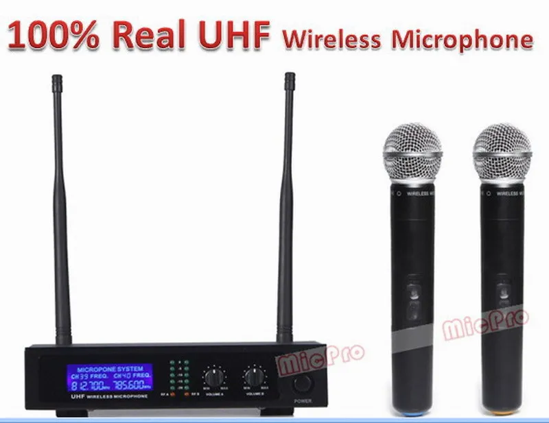 free shipping Dual Channel wireless microphone UHF
