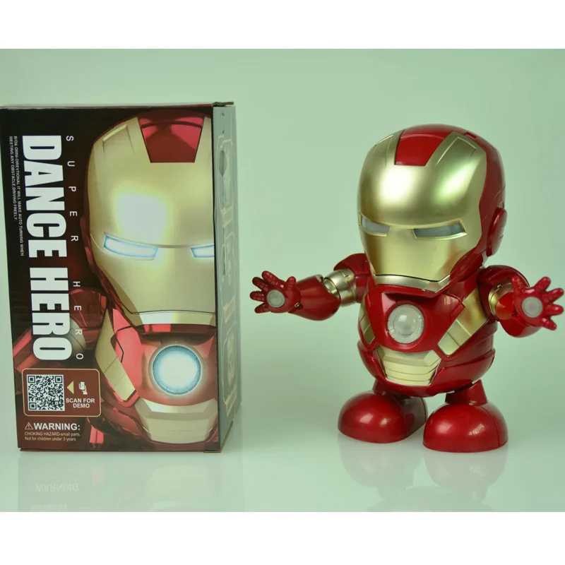 

Can dance iron man electric iron man dancing robot lighting dynamic music color box packaging for children's toys