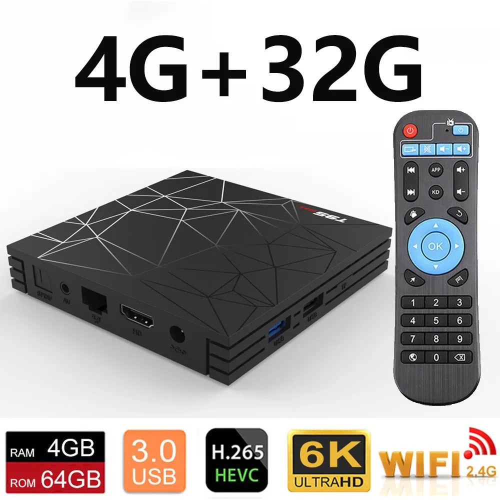 ТВ-приставка CRENOVA T95 Max Android 9,0 3D 4 ГБ 32 ГБ 64 Гб Allwinner H6 четырехъядерный процессор поддержка 2,4G wifi 6K HDR Приставка Smart tv box - Цвет: 4G 32G
