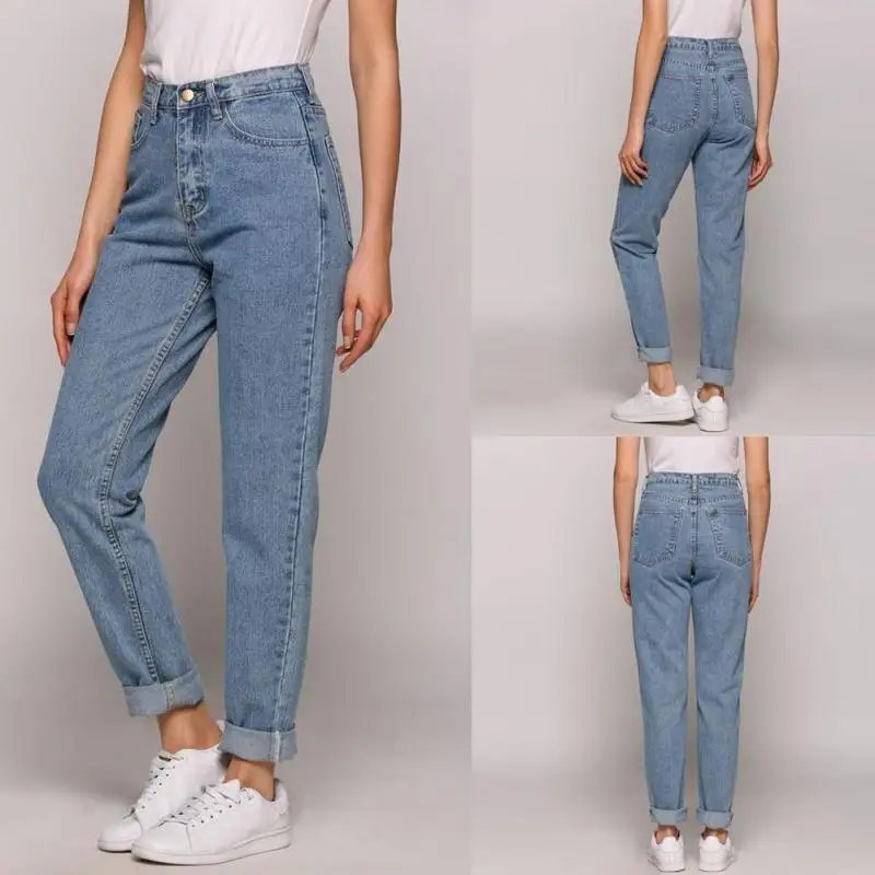 Новые узкие брюки-карандаш, винтажные джинсы с высокой талией, новые женские брюки, свободные ковбойские джинсы с имитацией