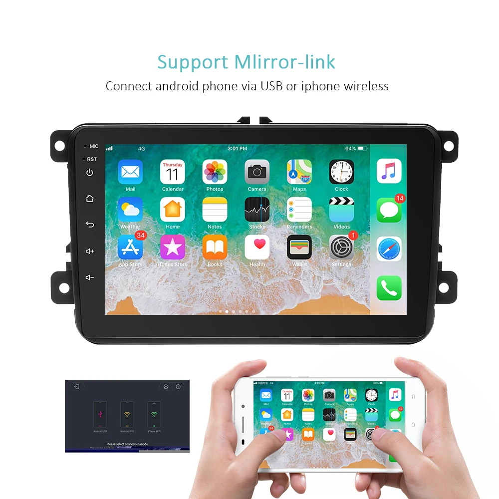Склад ЕС Podofo " 2din автомобиль Android радио GPS Navi авторадио USB плеер для VW EOS Golf 5 6 Touran Caddy Jetta Tiguan Canbus