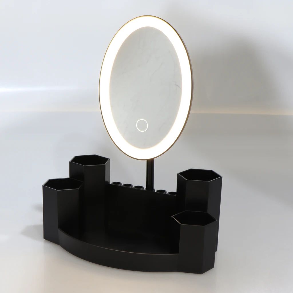 MagiDeal Adjustable Angle Premium Makeup Mirror With LED Lights Cosmetic Mirror Make Up Organizer Stand