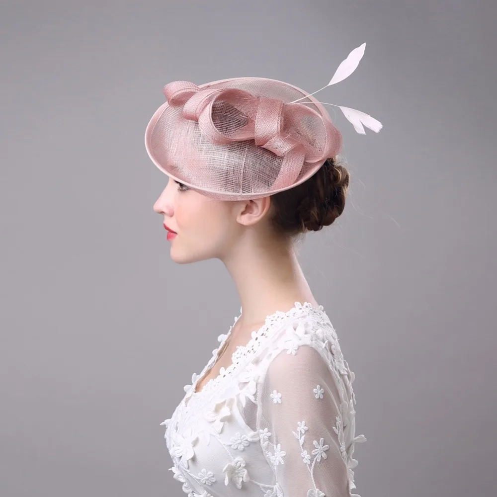 Vintage White Black Pink Wedding Bridal Hat