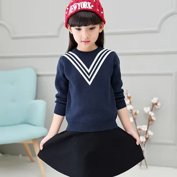 

2019 Children's sweater Children Clothing Winter New Keep warm Hedging Round collar Girls Sweater Warm sweater Cotton