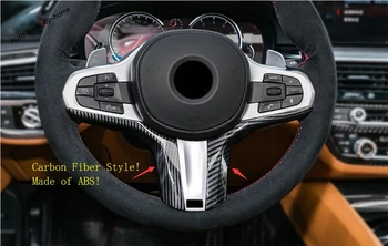 

Yimaautotrims Steering Wheel Interior Mouldings Cover Trim 2 Pcs / Set Fit For BMW X3 G01 2018 2019 2020 ABS Carbon Fiber Look