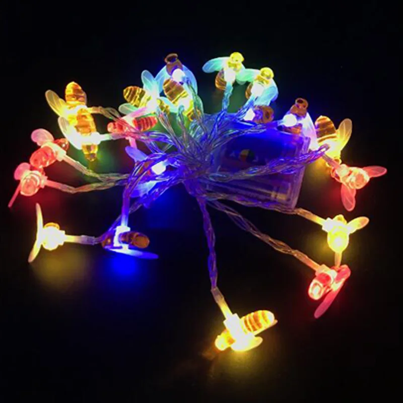 Bee LED String Light 20leds 40leds Battery Power LED Garlands Holiday Party Lamp Christmas House Party Decoration Fairy Lights