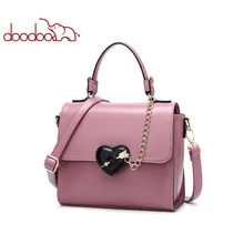 DOODOO, женская кожаная сумка, сумка-тоут, женская сумка через плечо, женская сумка из искусственной кожи с верхней ручкой, Сумка с цепочкой в форме сердца