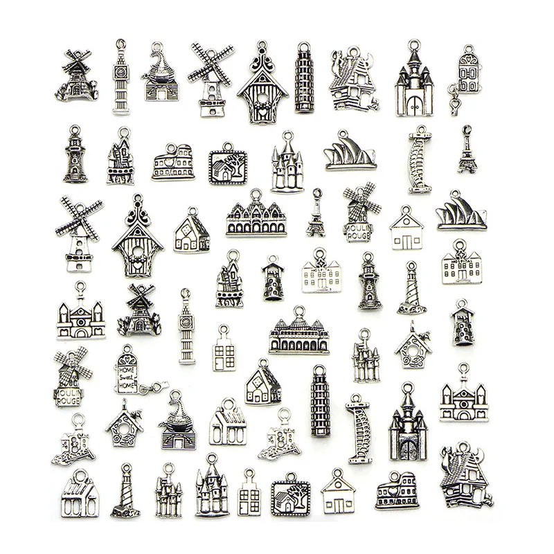 Silver Charms Pendant Jewelry Making Building Living Tools Transportation Connectors For Diy Bracelet Earring Accessories