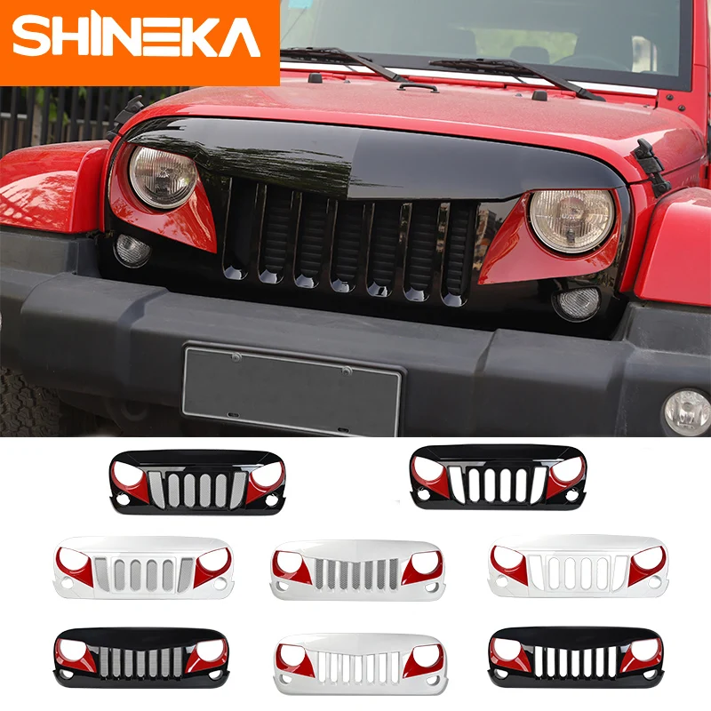 

SHINEKA ABS Car Grille Grill Cover Decoration Inserts Exterior Accessories for Jeep Wrangler JK 2007-2017 Car Styling