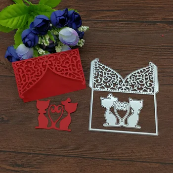 

Cat Lover Marriage Lace Metal Cutting Dies DIY Scrapbooking Envelop Paper Card suit for fustella big shot cutting machin