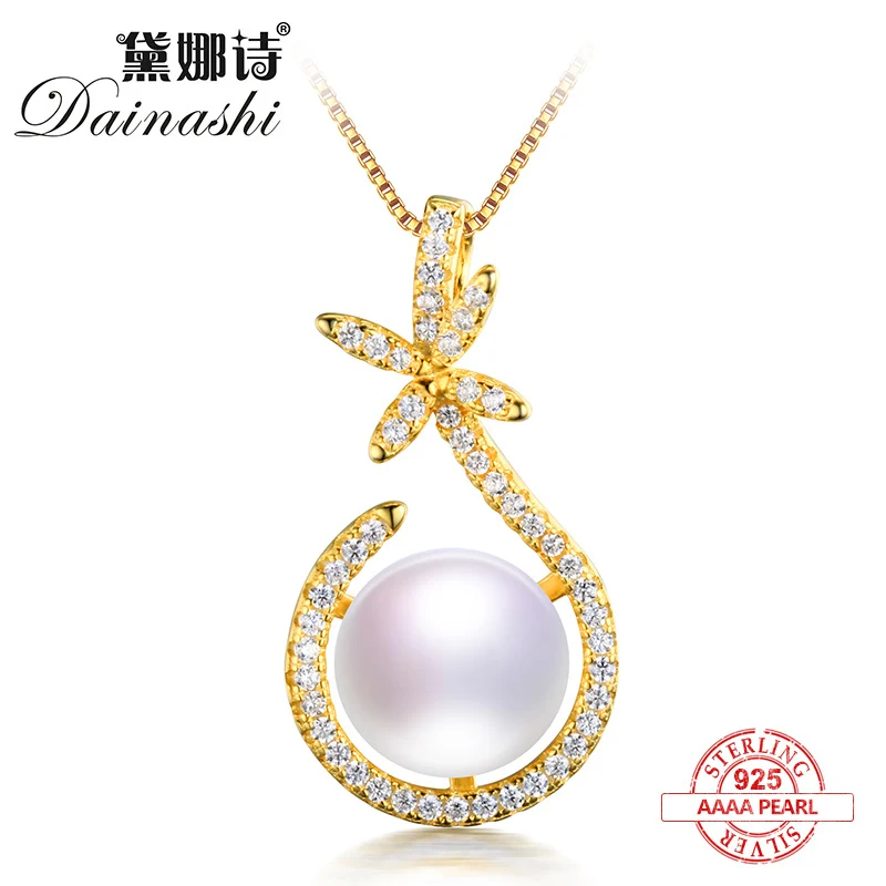 

Dainashi recommend brand necklaces jewelry gold color 925 sterling silver pearl chain pendant fine jewelry by high quality