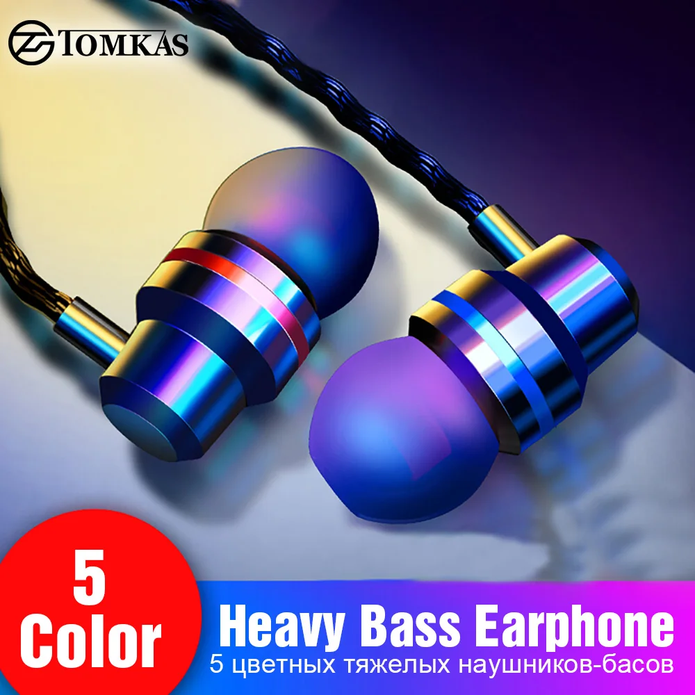 

TOMKAS Wired Earbuds Headphones 3.5mm In Ear Earphone Earpiece With Mic Stereo Headset 5 Color For Samsung Xiaomi Phone Computer