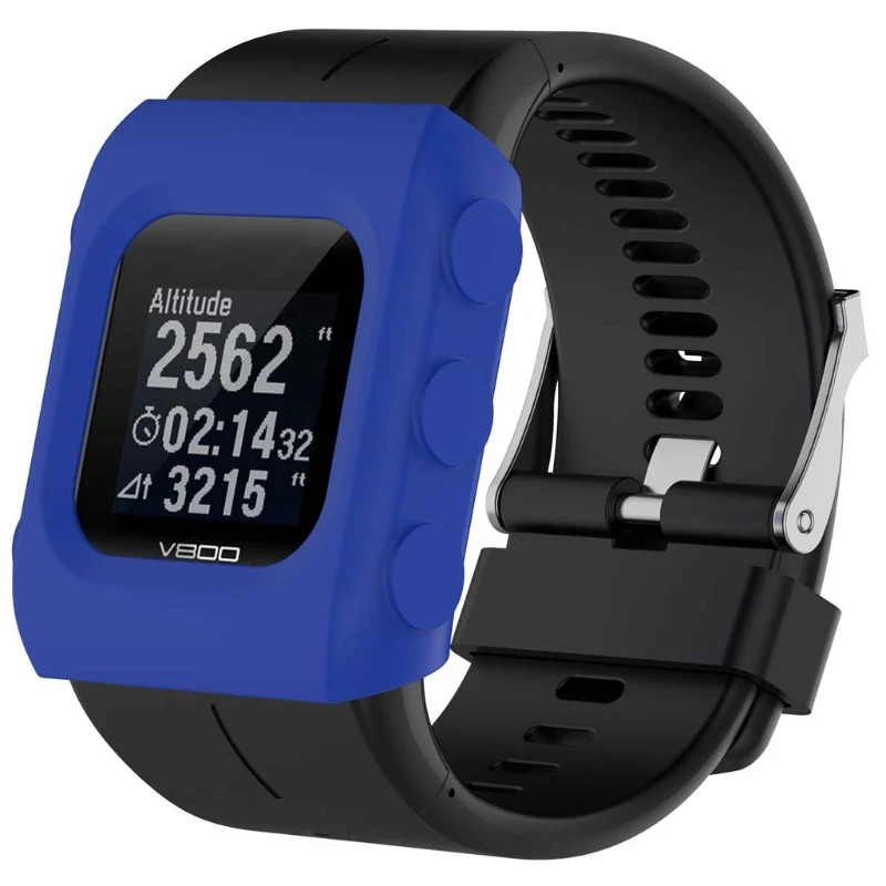 OOTDTY Цветной силиконовый защитный кожаный чехол для Polar V800 gps Sport Smart Watch - Цвет: Blue