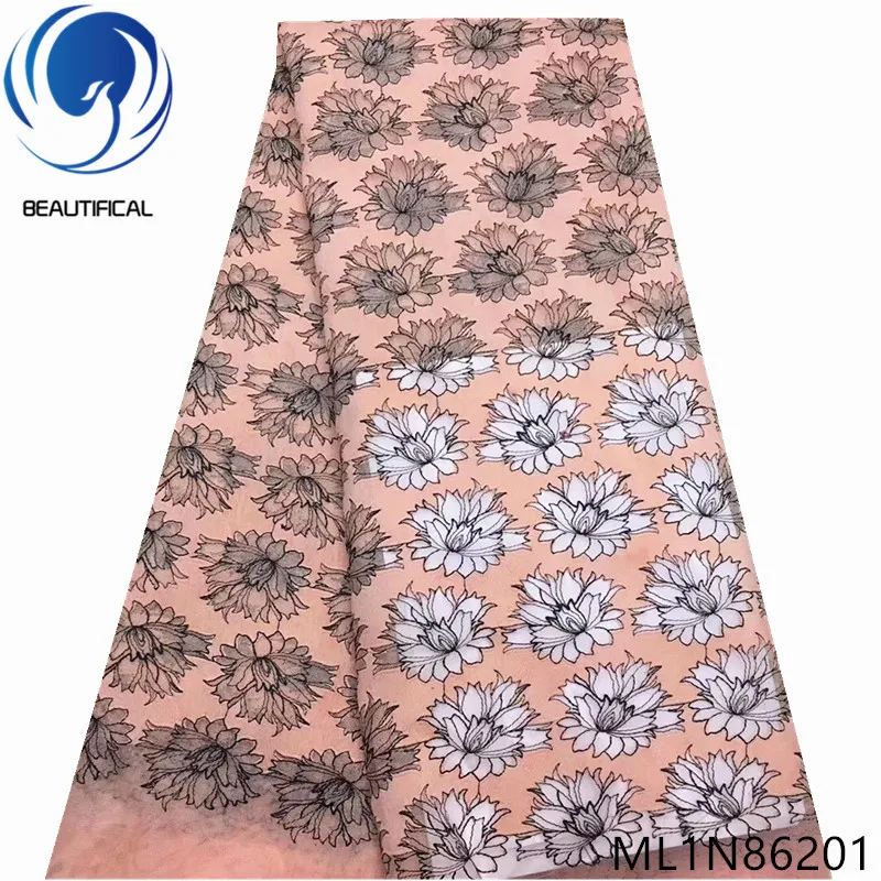 

Beautifical nigerian lace fabric 2019 New arrival tulle lace fabric for dresses french lace printed fabric 5yards/lot ML1N862