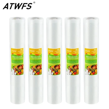 ATWFS 5 Rolls/lot Vacuum Sealer Bag Packaging Sealing Machine Packer Container Packing Bags for Food Saver 12/17/20/25/28*500cm 1