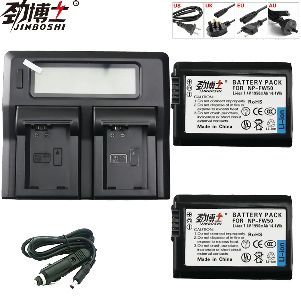 2Pcs NP-FW50 FW50 NPFW50 Camera Li-ion Battery+LCD Fast Dual Charger for Sony a37 Alpha 7 7R II 7S a7R a5000 NEX-7 DSC-RX10 | Электроника