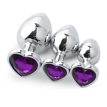 

HOT Female 3 Pcs Purple Heart Shaped Base Metal body Tail With Jewelry Birth Stone Play Relaxation excited all night X#