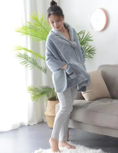 

Home Textiles High Quality Home Winter Warm Wearable Fleece Blanket Robe Cloak Sofa TV Lazy Blankets couverture polaire adulte