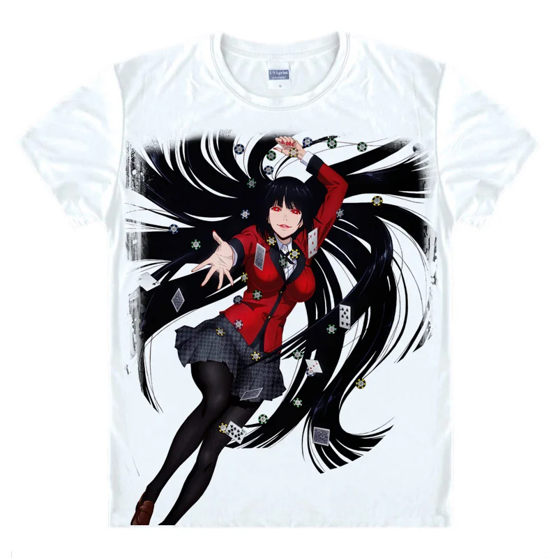 Kakeguurui компульсивный гамблер Косплей Футболка Yumeko Jabami летняя футболка Saotome Meari Топ унисекс тройник Хэллоуин Косплей Костюм - Цвет: 10