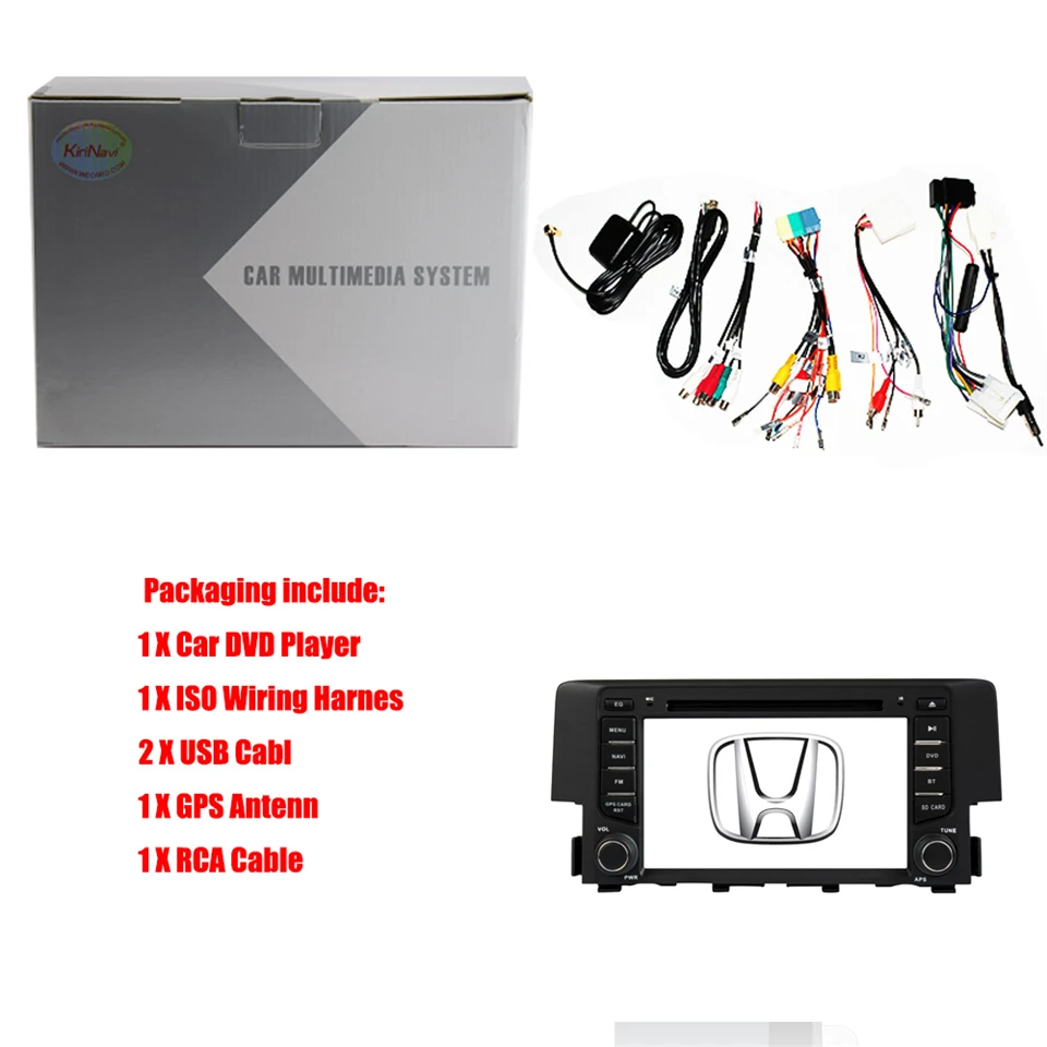 Discount KiriNavi Octa core 4G LET android 7 car multimidia autoradio for honda civic navigation system 2016 + gps support 4K Video 4G 5
