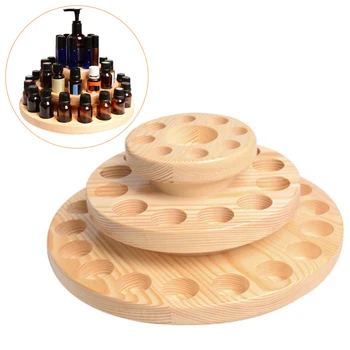 

59 Three-Tier Slots Storage Box Essential Oil Storage Box Circle Wooden Case Aromatherapy Wooden Box 27x13.5cm
