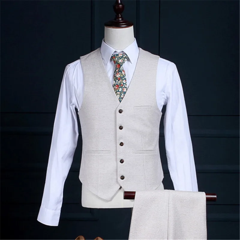 RUELK Men Wedding Suits 2019 Slim Fit Real Groomsmen Beige Shawl Lapel Groom Suit Mens Tuxedo Blazer Wedding/Prom Suits 3 Pieces