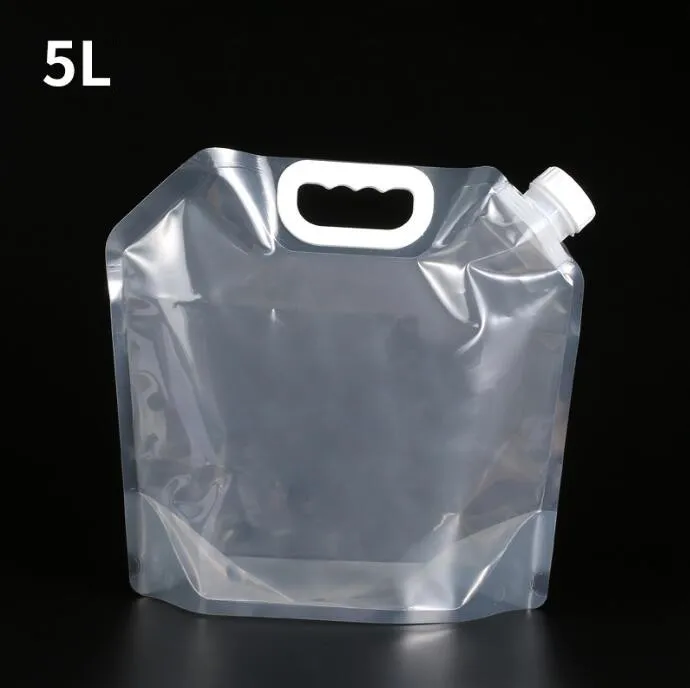 White 5L Новая Складная полиэтиленовая сумка для воды безвкусное безопасное уплотнение портативный контейнер для питьевой воды сумка для хранения выживания для кемпинга пеших прогулок 3 размера - Цвет: White 5L