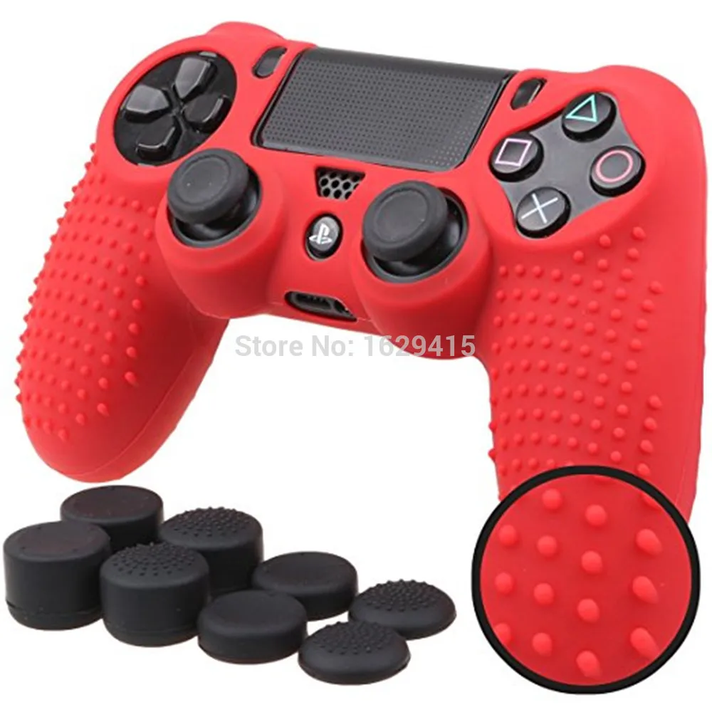 IVYUEEN 9 в 1 с шипами для ухода за кожей кожи Dualshock 4 PS4 Pro тонкий защитный чехол-Обложка с 8 рукоятка пальца шапки для Игровые приставки 4