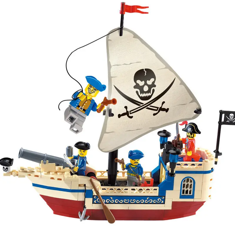 

[Best] 188PCS The Pirates Of The Caribbean Brick Bounty Pirate Ship + 4 figures Building Blocks Toy gift compatible with legoed