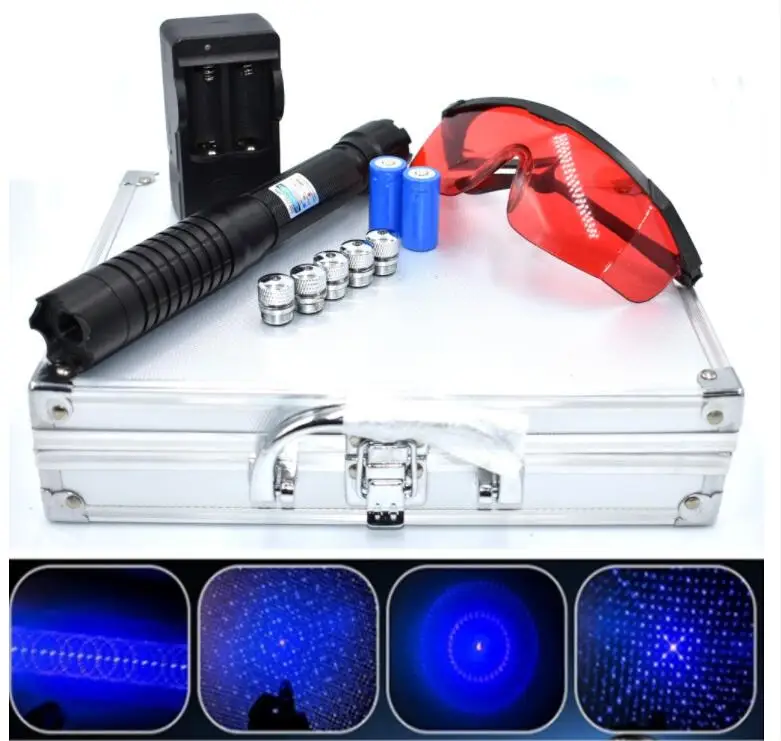 

High Power laser pointer Burning Blue Laser Torch 445nm 10000m Focusable Laser sight Pointer Flashlight burn match lit cigarette