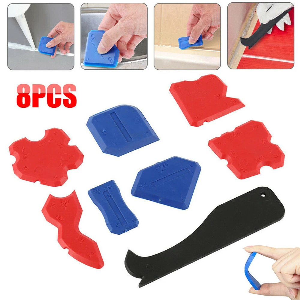  8pcs/set Simple Silicone Sealant Spatula Caulking Kit Joint Removal of Residual Rubber Film Squeege