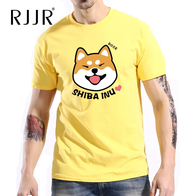 RJJR Hot Sale Japanese style Dog Design men T Shirt Shiba inu T shirt Novelty Short Sleeve Tee
