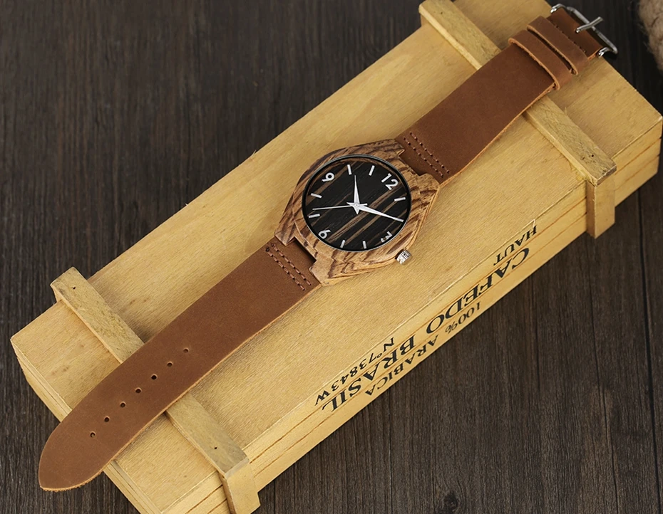 Top Gifts Creative Stripe Dial Wooden Watch Male Fashion Bamboo Analog Quartz Wristwatch Time Genuine Leather Natural Wood Clock 2017 Christmas Gifts (24)