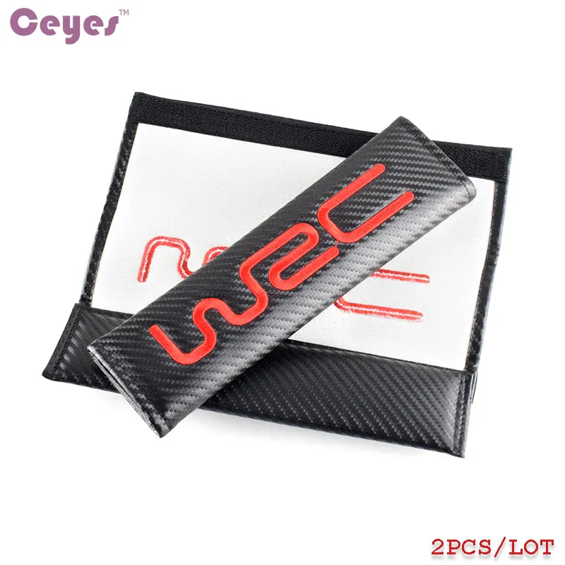 Car Seat Belt Accessory Ceyes Auto Seat Belt Cover Car Styling Car Pads Fit For WRC Mitsubishi Ford Abarth 500 Stilo Ducato Honda Kia Carbon Car-Styling