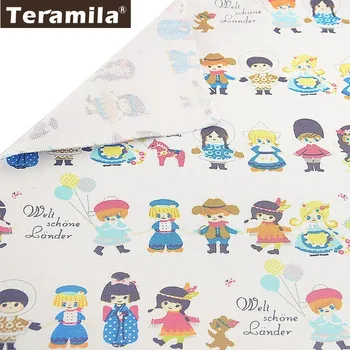 

Teramila Cotton Linen Fabric Meter Child Cloth Quilt Telas DIY Sofa Curtains Patchwork Tablecloth Cushion Cabas Tissus Au Metre