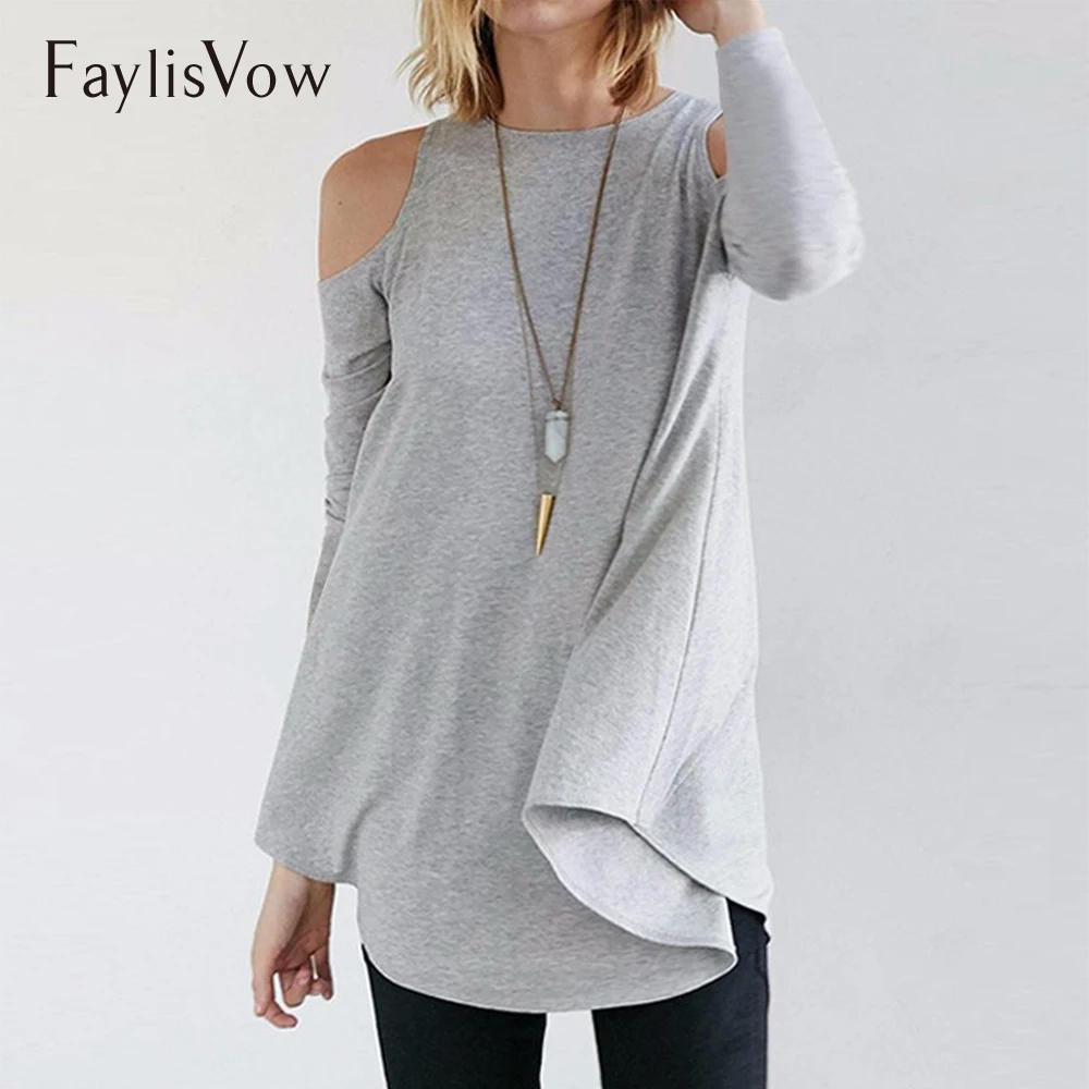 

Women Off Shoulder Plus Size Tops Ladies Autumn Pullover Long Sleeve Solid Shirts Female Womens Tops And Blouses 5xl Big Size