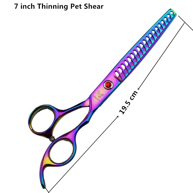Профессиональные филировочные ножницы для волос 7 дюймов 440C 19 зубов Простые Ножницы для домашних животных Машинка для стрижки животных ножницы для ухода за собакой