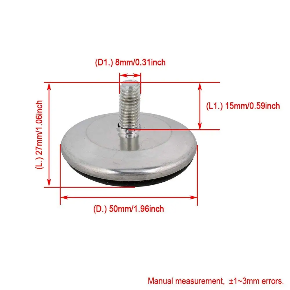 

20Pcs 20 x Adjustable Furniture Base Leveling Glides Feet Bumpers + Thread Stem 50mm