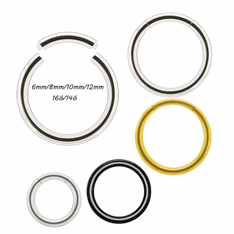 14G16G segment ring piercing nose lip earrings 316L stainless steel 6mm 8mm 10mm 12mm silver gold black fashion body jewelry0