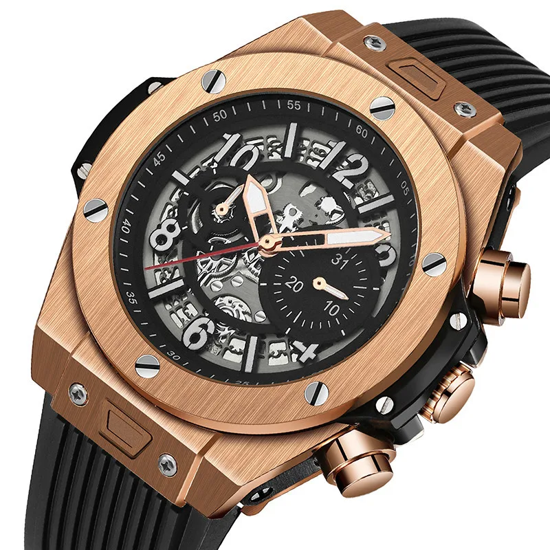 

Men Watches Automatic Mechanical Watch Men Luxury Brand Personality Silicone Strap Fashion Military Men's Watch reloj hombre