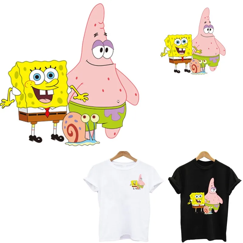

iron on patches SpongeBob SquarePants patch application of one another stripes on clothes stickers applique thermo sticker toppe