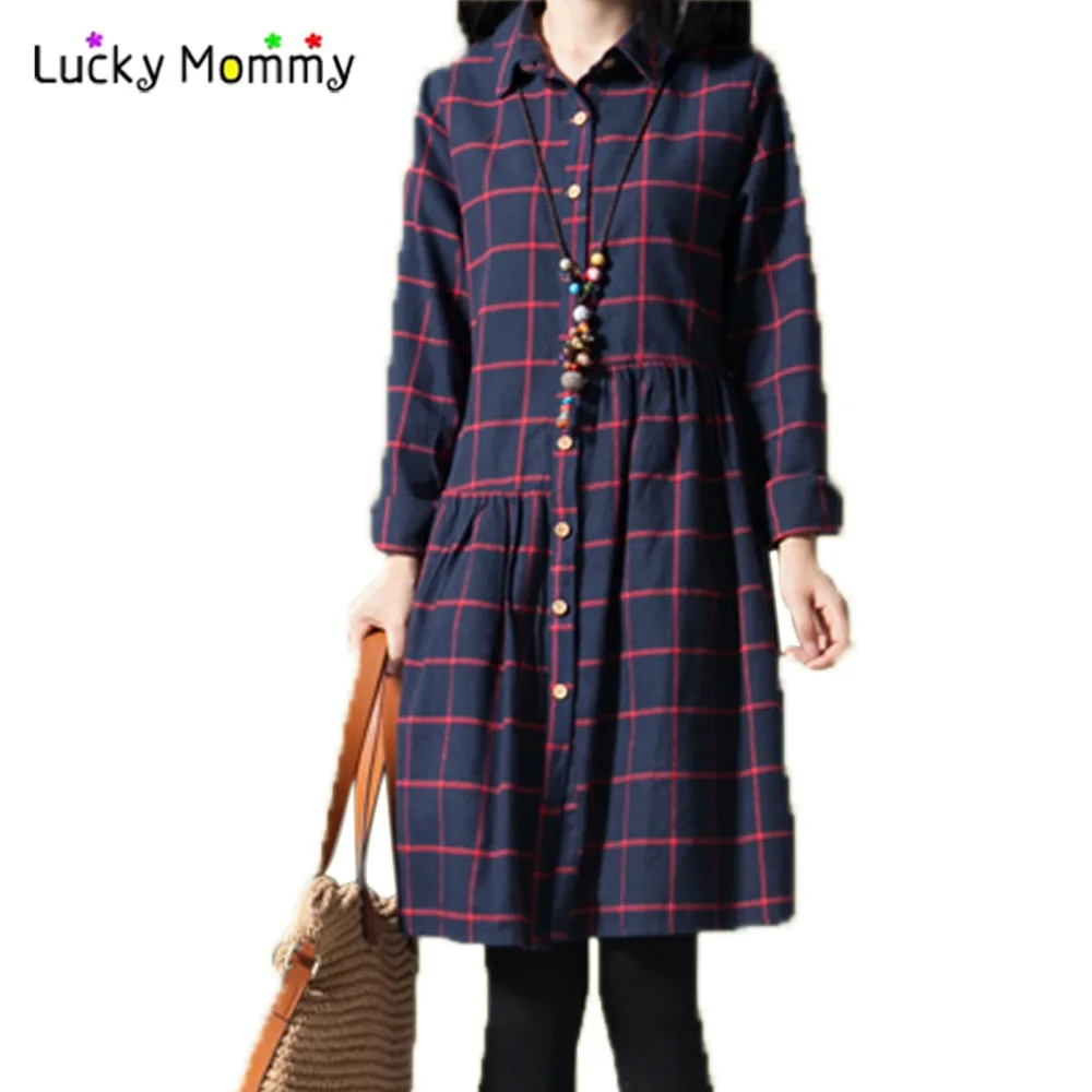 

2 Color Cotton Shirt Dress for Pregnant Women Winter Spring Maternity Clothes Long Pregnancy Dresses for Premama Wear M XXL
