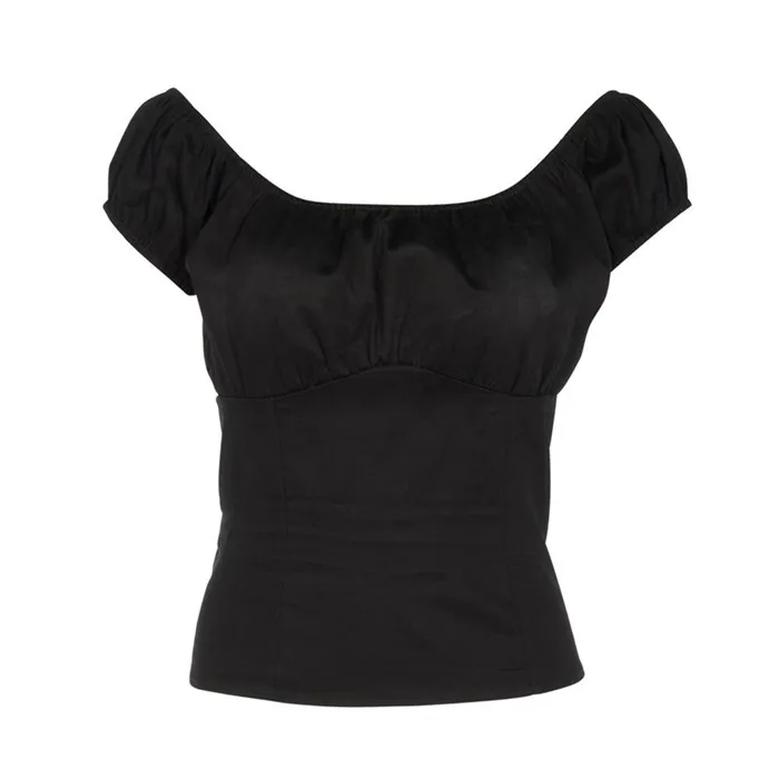 40 Женская летняя обувь винтажные 50 s с открытыми плечами собрались peasant top